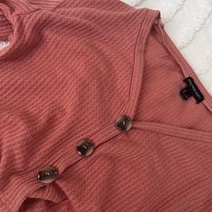 Cropped button up loose top